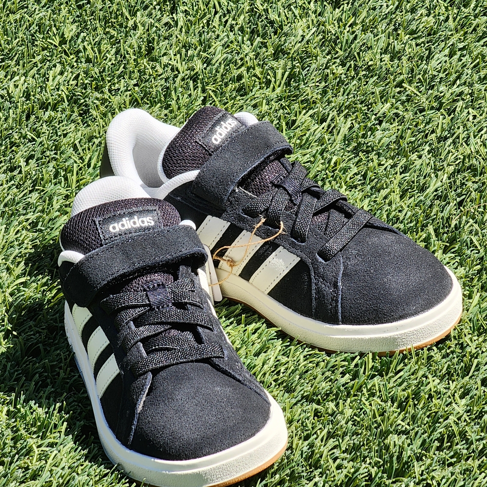 Adidas Grand Court OOs Fastening Strap Casual Sneakers Kids Black Shoes Size 13K - Picture 4 of 10